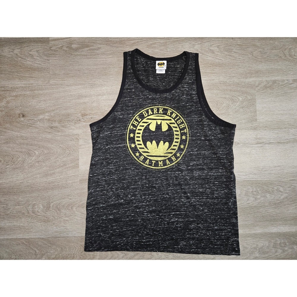 Batman The Dark Knight Tank Top Mens Large Black Heather Graphic Space Dye DC